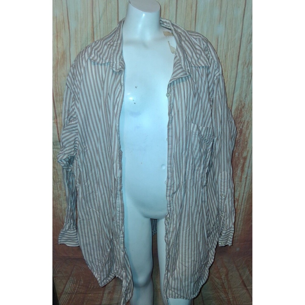 Sonoma Striped Long Sleeve Button Up Blouse Sz 3X